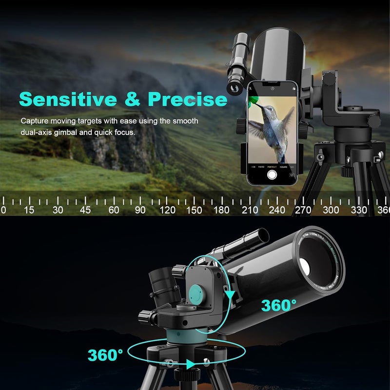 HOROX Maksutov-Cassegrain Telescopes for Adults Astronomy, 70mm Aperture Catadioptric Compound Telescope, Compact Portable Travel Telescope, w. Pro Tripod & Phone Adapter - Image 3